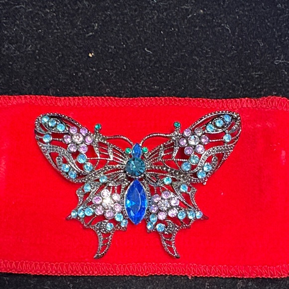 Jewelry - Elegant Butterfly Brooch with Blue and Silver Accents